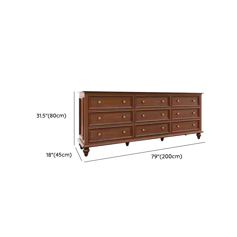 Cocoa Trendy Ash Wood Console Dresser/Semainier with 9/7/6 Drawers, Integrated Cable Management, Horizontal/Vertical thumbnail 12