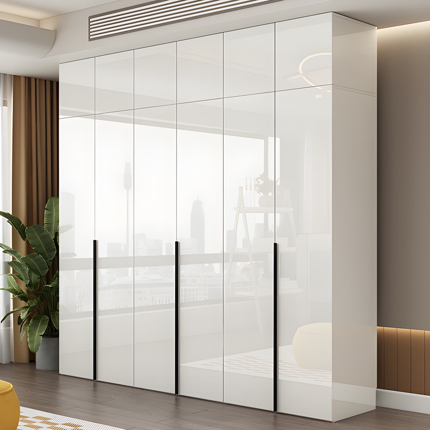Hinged Wardrobe Armoire with Shelves White Wardrobe Closet for Home thumbnail 4