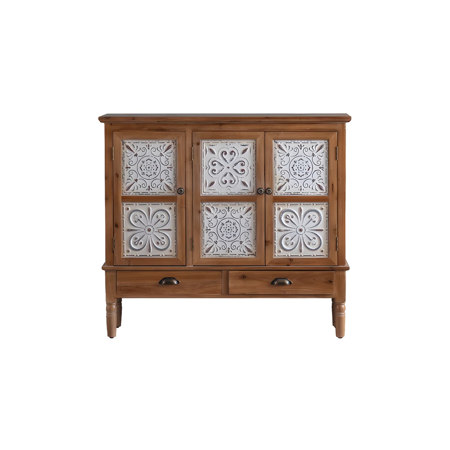 Industrial Accent Cabinet in Natural with Solid Wood Door and Drawers thumbnail 6