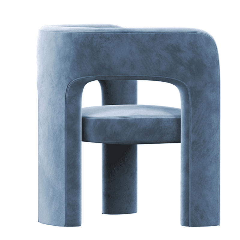Soft-pile Fabric Upholstered Secure Outlined Arm Chair with Curved Back and Dark Blue/Light Green/Blush Legs in a Nordic Style thumbnail 18