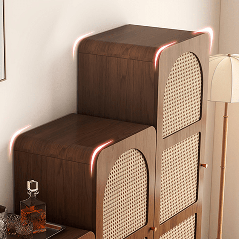 Simple Rectangular Accent Cabinet with Storage, Engineered Wood Countertop, Pull Knobs, Auburn Top, and Soft Close Drawer thumbnail 8