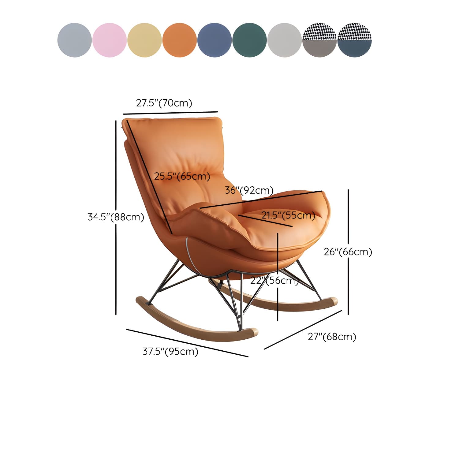 Contemporary Rocking Chair Faux Leather Waterproof Glider Chair with Removable Cushions thumbnail 24