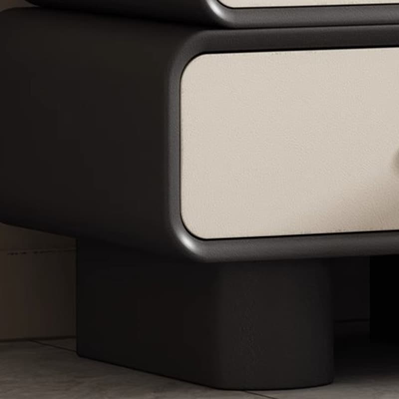 Contemporary Wood Nightstand with Drawer Storage and Faux Leather Countertop thumbnail 10