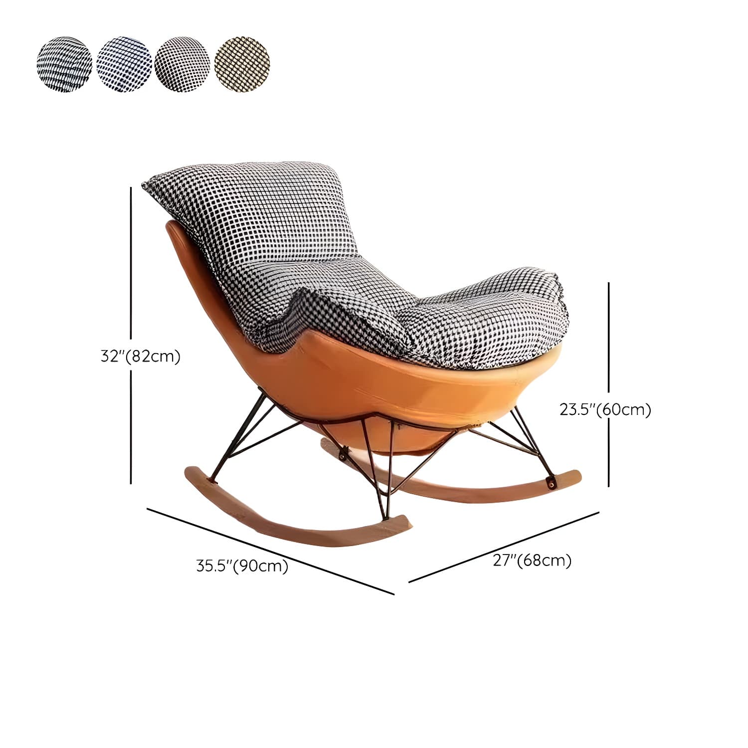 Contemporary Indoor Rocking Chair with Sled Legs and Spindle Back thumbnail 29