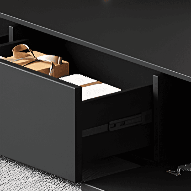 Black Contemporary Wood TV Stand with Shelf, 2 to 4 Drawers, 2 Cabinets, and Cable Management thumbnail 6