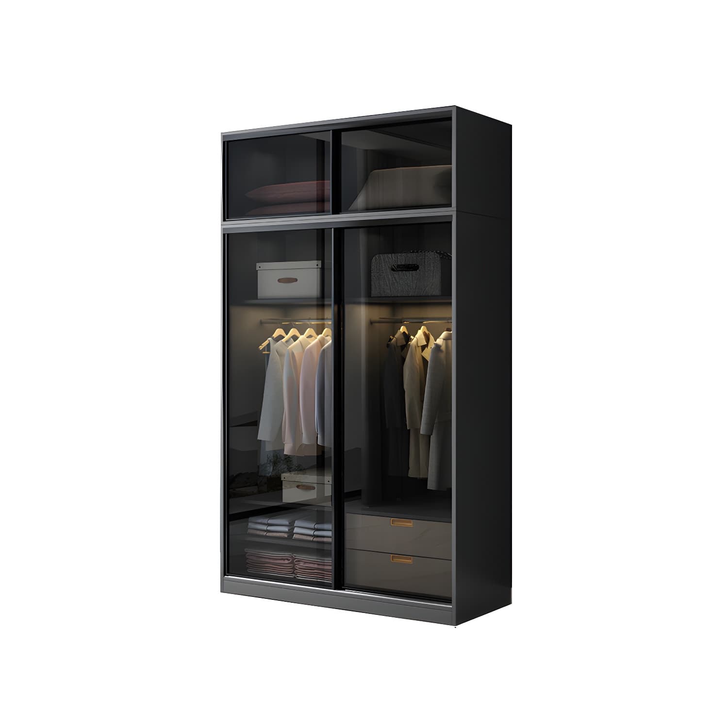 Black Wardrobe Cabinet Contemporary Glass Wardrobe Armoire for Home thumbnail 5