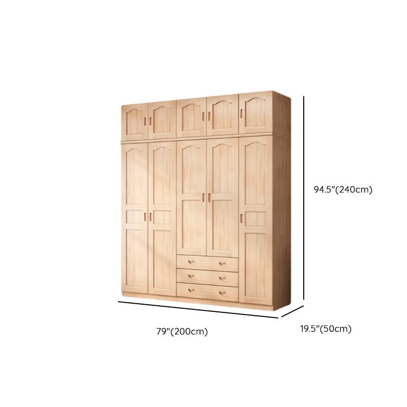 Modish Natural Color Reclaimed Wood Wardrobe Armoire with Soft Close Drawer, Soft Close Door thumbnail 21