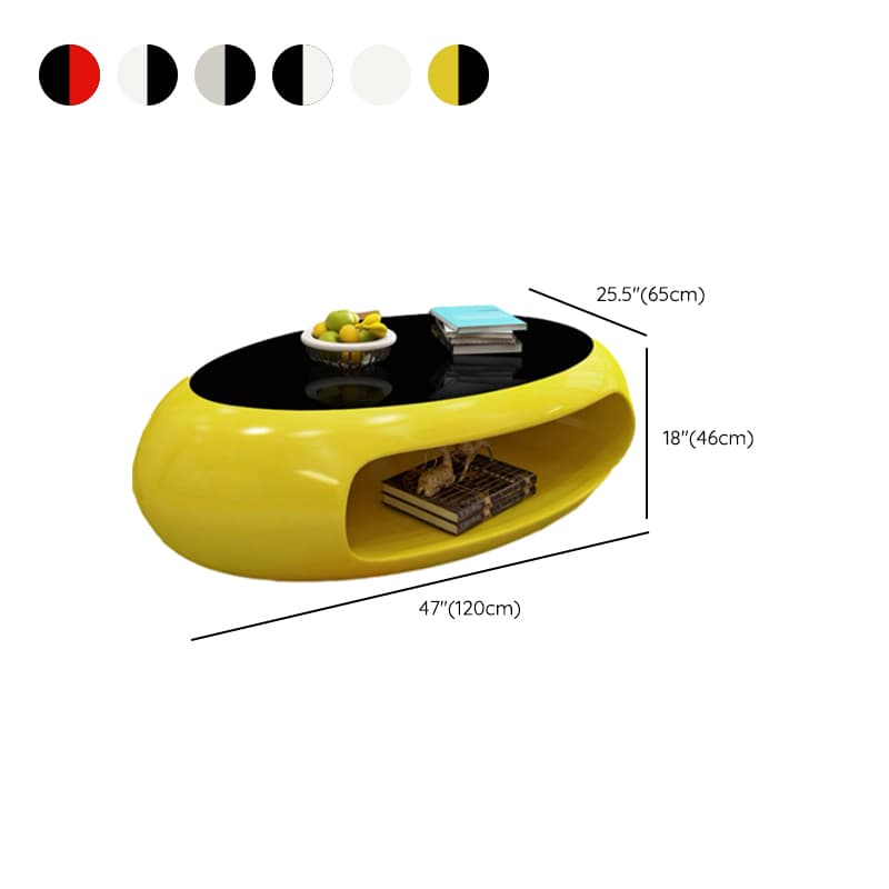 Simple Ink Oval/Rounded Hardened Glass Single Accent Table with Container & Abstract Base thumbnail 23
