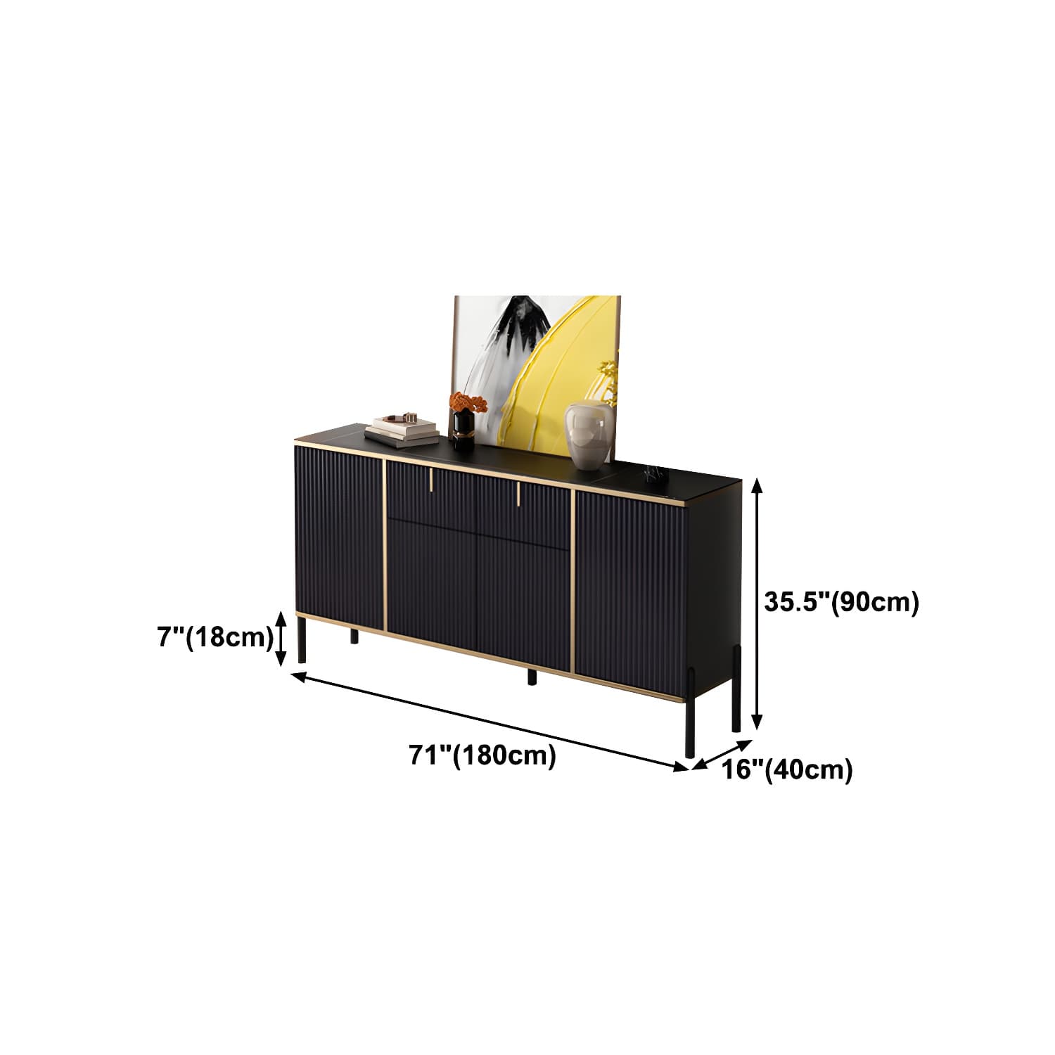 Artificial Wood Sideboard Glam Sideboard with Doors for Living Room thumbnail 19