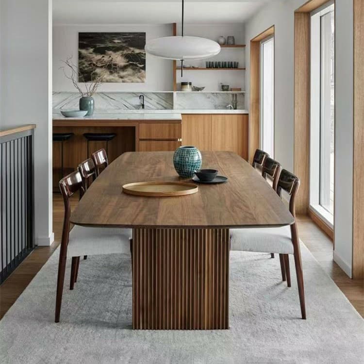 Modern Rectangle Wood Standard Table Height Dining Table , 8 Person/For 6/4 Person Fixed Table thumbnail 3