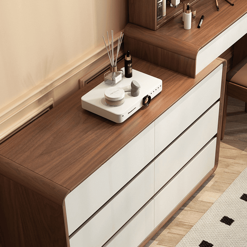 Simplistic Large Vanity Set with Rubberwood Table Top and Auburn Seat, Featuring 8/11/5 Drawers, No Suspension thumbnail 4
