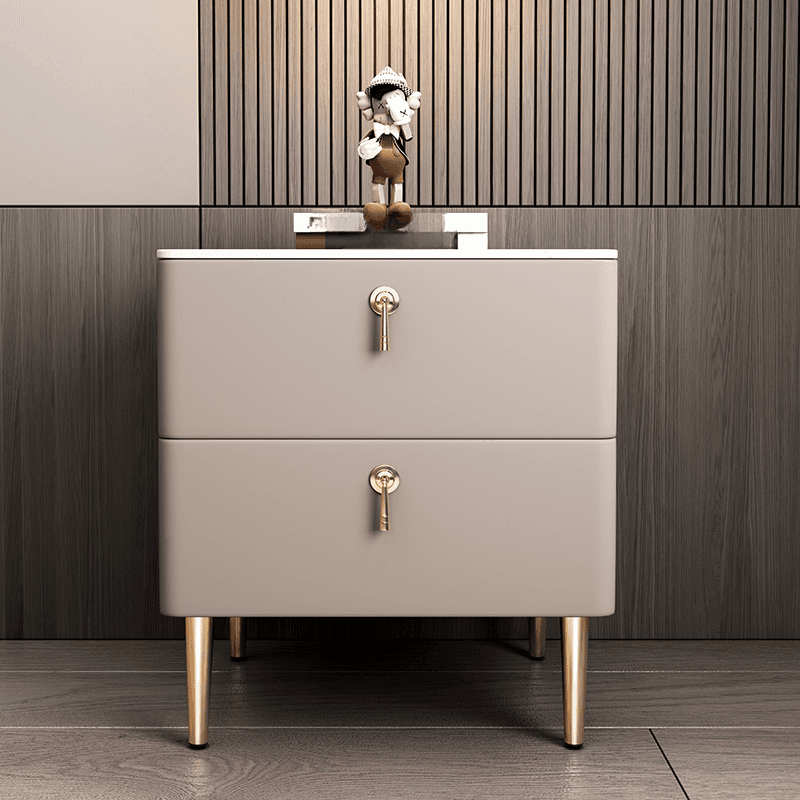 Minimalist 2-Drawer Stone Countertop Bedside Cabinet with Legs thumbnail 10