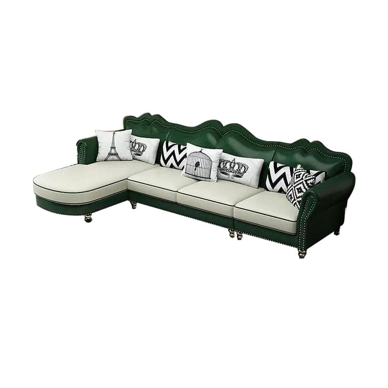 Glam Eco-Leather Flared Arm Sectional Sofa in Large Size with Nailhead Trim thumbnail 3