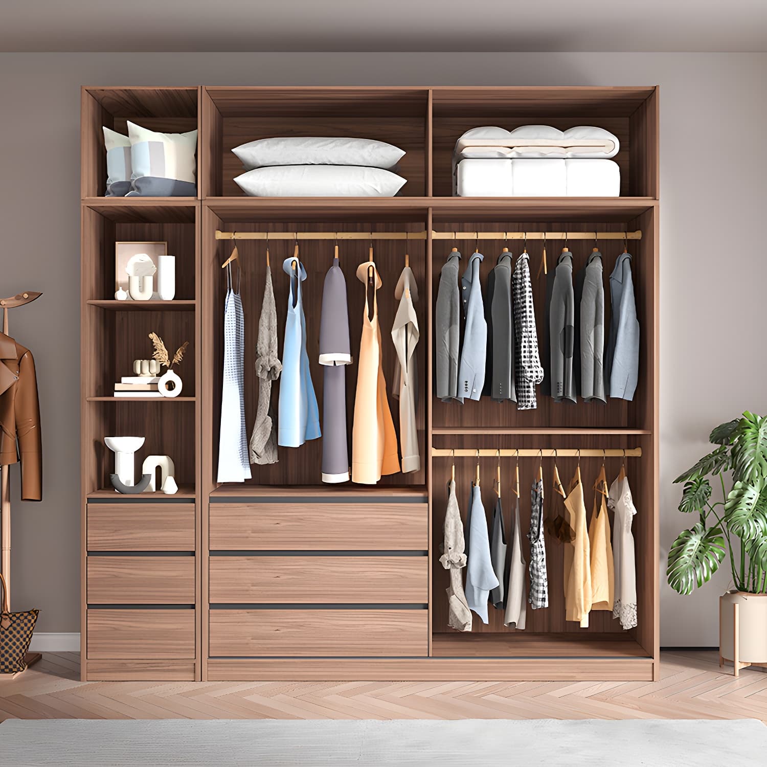 Contemporary Sliding Door Storage Cabinet Bedroom Cabinet with Drawers thumbnail 4