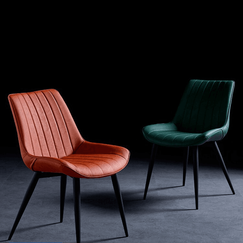 Outlined Faux Leather Upholstered Reliable Side Chair with Metal 4 Legs for Restaurant thumbnail 36