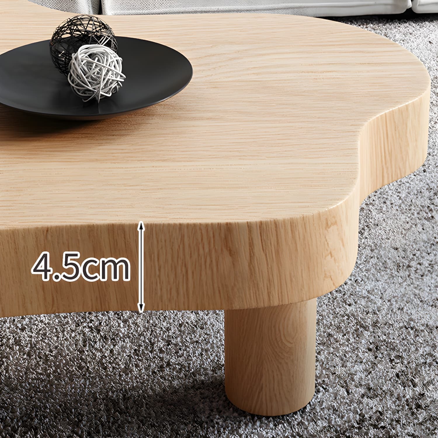 Contemporary 3 Legs Coffee Table Wood Cloud Shaped Cocktail Table thumbnail 8