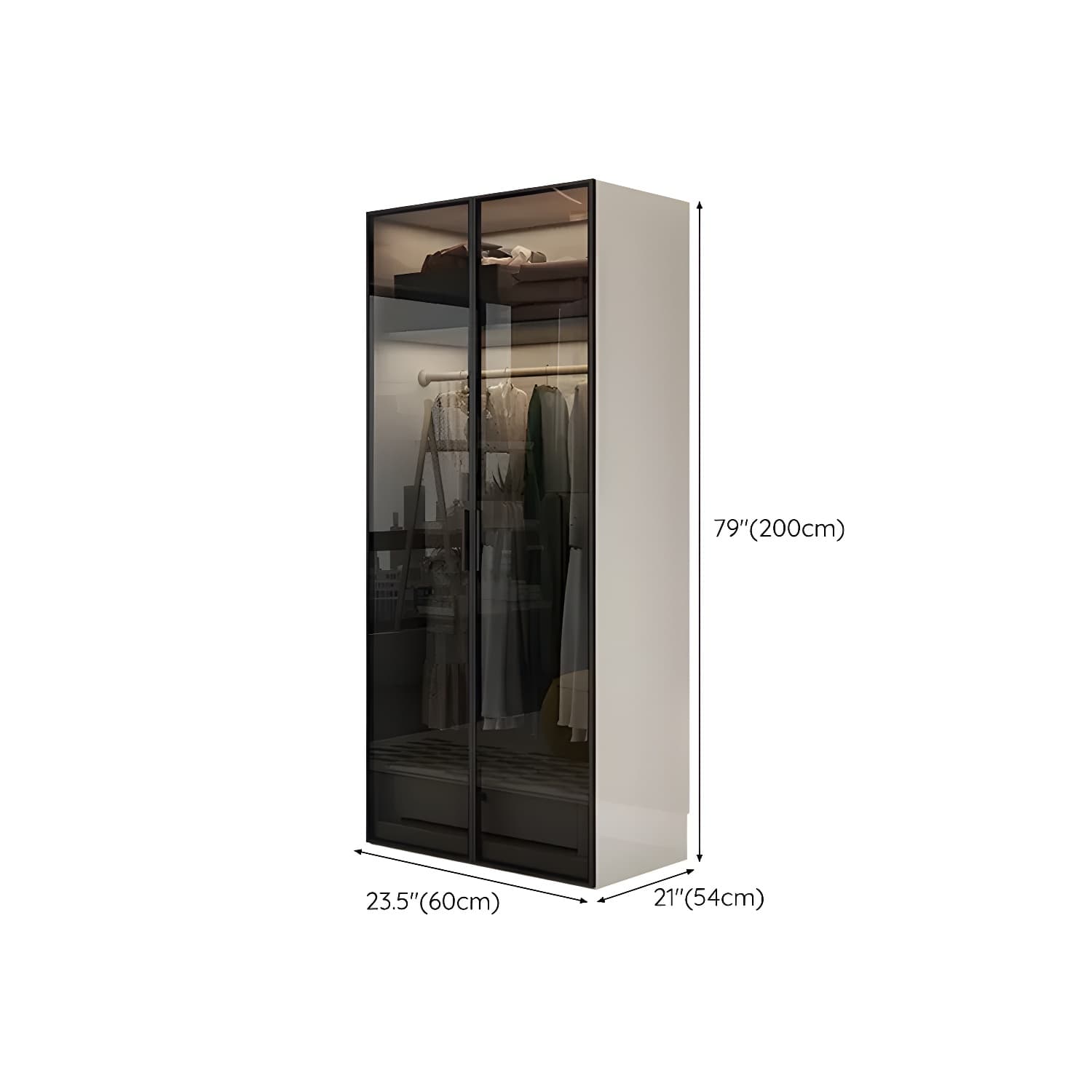 Sleek White Wood Wardrobe Armoire with Soft Close Drawers and Shelves thumbnail 8