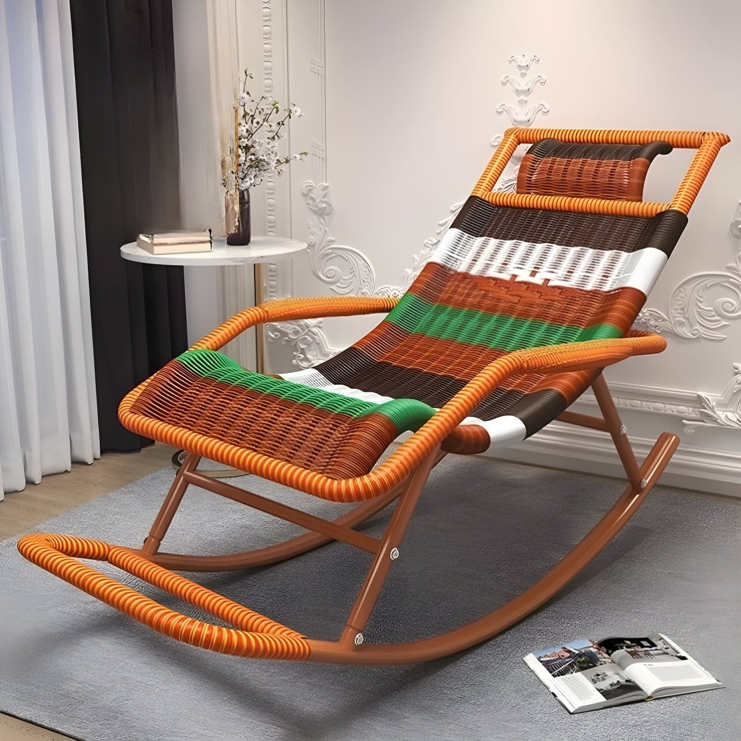 Traditional Black Metal Frame Rocking Chair with Spindle Back and High Weight Capacity thumbnail 7