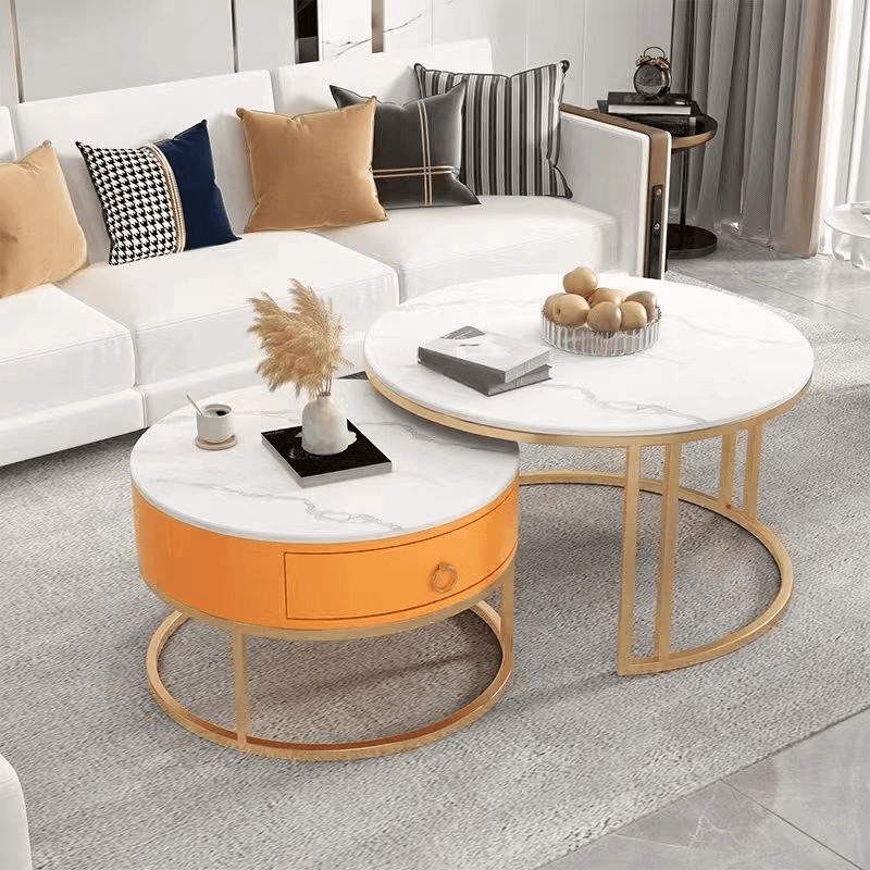 Nested Coffee Table with Rounded Top and Structured Base for Foyer Use thumbnail 5