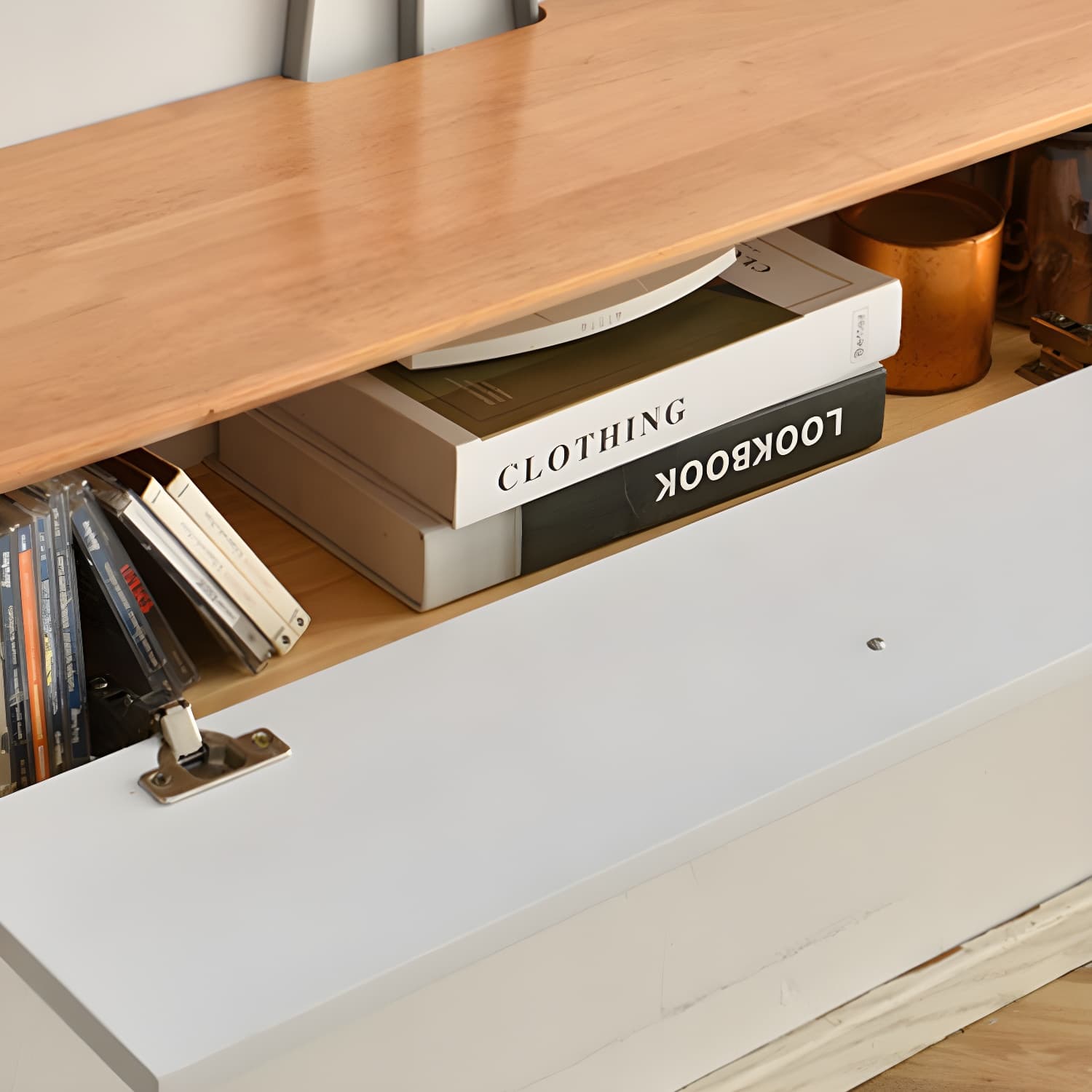 Solid Wood 13.78" H TV Stand Nordic 2 Drawers TV Stand Console thumbnail 12