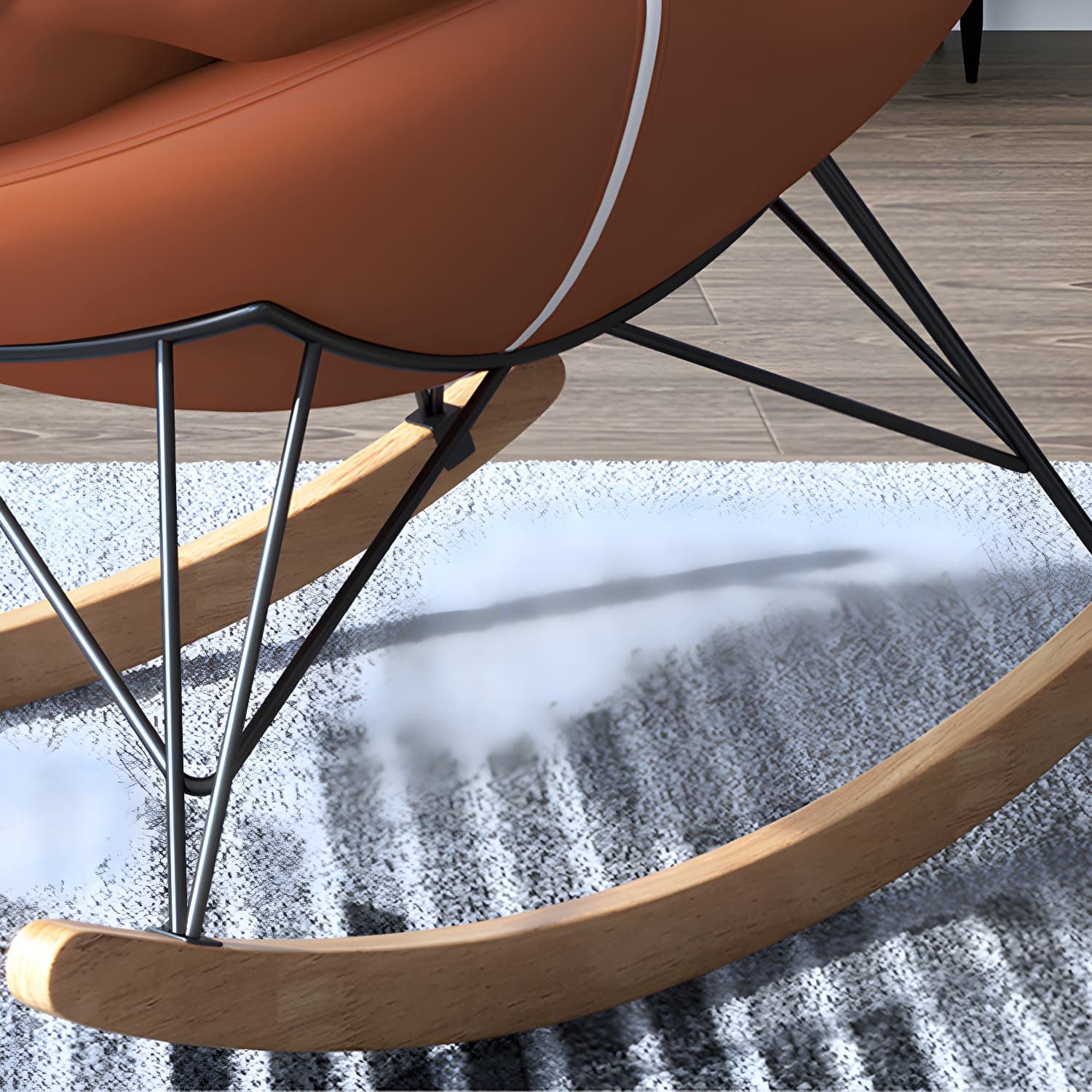 Contemporary Rocking Chair Solid Wood Rocker Chair with Removable Cushions thumbnail 13