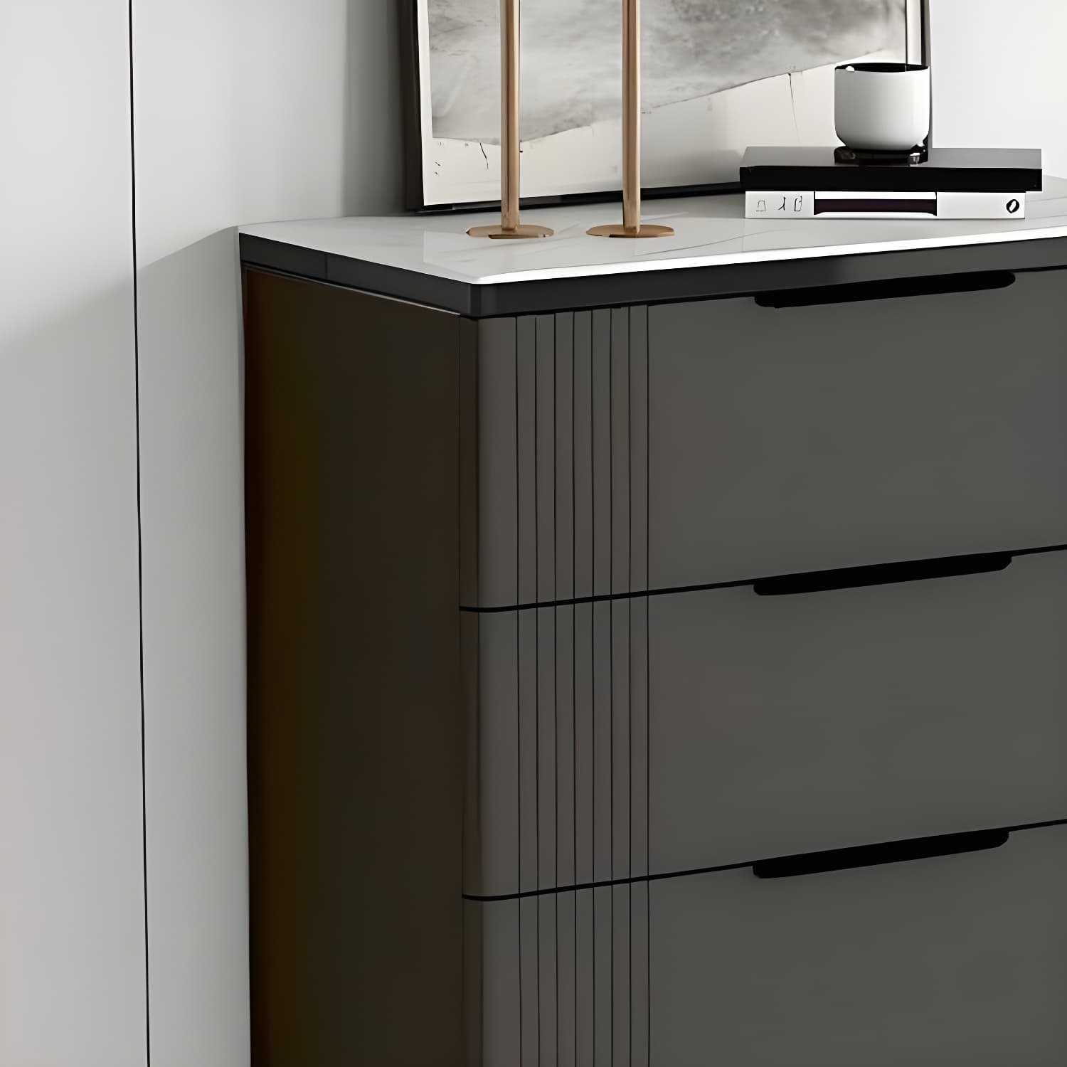 Drawers Included Modern Chest with Stone Countertop and Metal Legs thumbnail 11