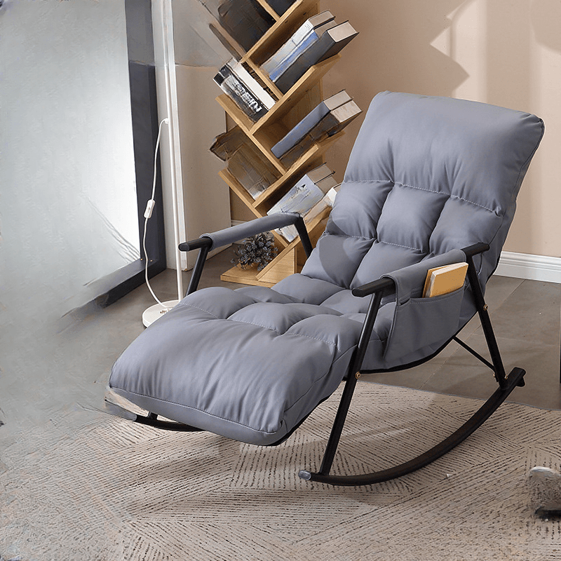Butter Color/Azure/Olive Green Ergonomic Rocking Chair Couch with Rear Back, Stationary thumbnail 17