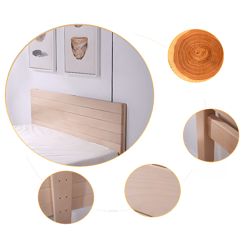 Scandinavian No Distressing Standard（36-55“） King(76"W x 80"L)/Queen(60"W x 80"L)/Full(54"W x 75"L) Beech Wood Panel/Slat Headboard, Solid Wood thumbnail 4