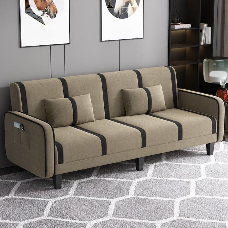 Striped Standard Sofa in Dark Gray/Cerulean/Off-White with Armrest thumbnail 1