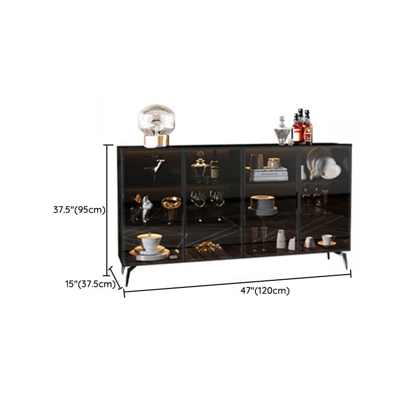 Coal Art Deco Sideboard with Locker, Standard/Narrow Size, Three Internal Shelves, and Glass Doors thumbnail 16