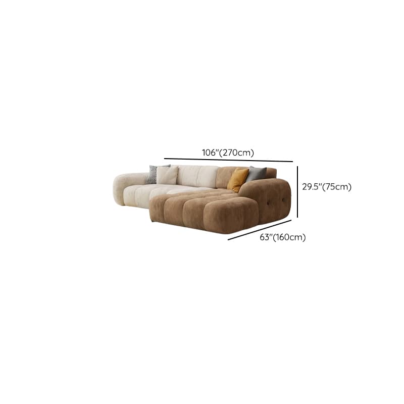 Channel Back L-Shape/Straight Right Hand Facing/Horizontal Sofa Recliner/Sofa Couch in Brown/Beige with Concealed Support & Pine Wood Frame for Living Room thumbnail 23