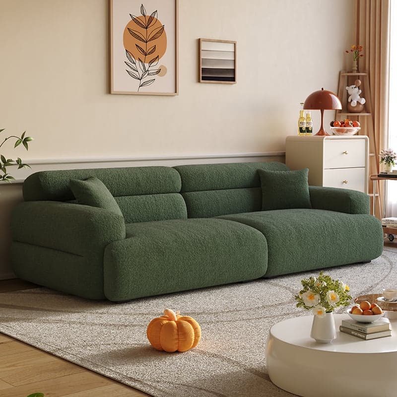 Modish Solid Color Stain Resistant Standard Sofa in Black/Light Gray/Coffee with 2 Pillows, Available in 4-seater/5 Person/3-seater thumbnail 5