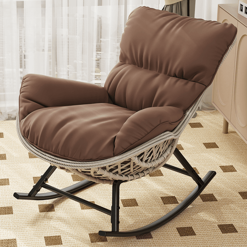 Simple Upholstered Rocking Seat with Scratch-tolerant Padded Design and Ottoman thumbnail 5