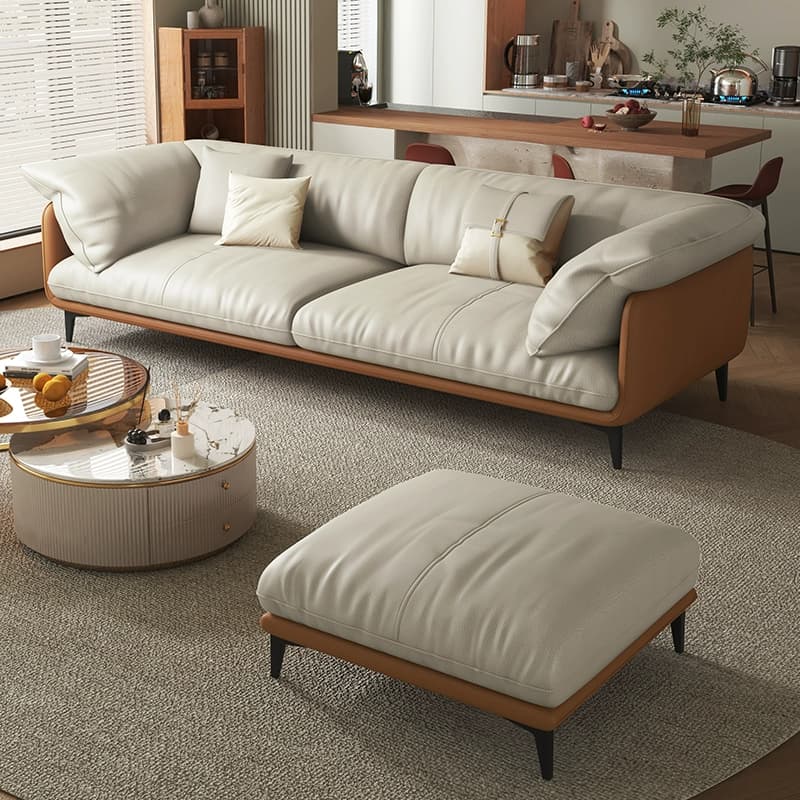 Wood Standard Modern Sofa, 83x35x33 inches Non-Distressed with Pillows, Black Legs thumbnail 10