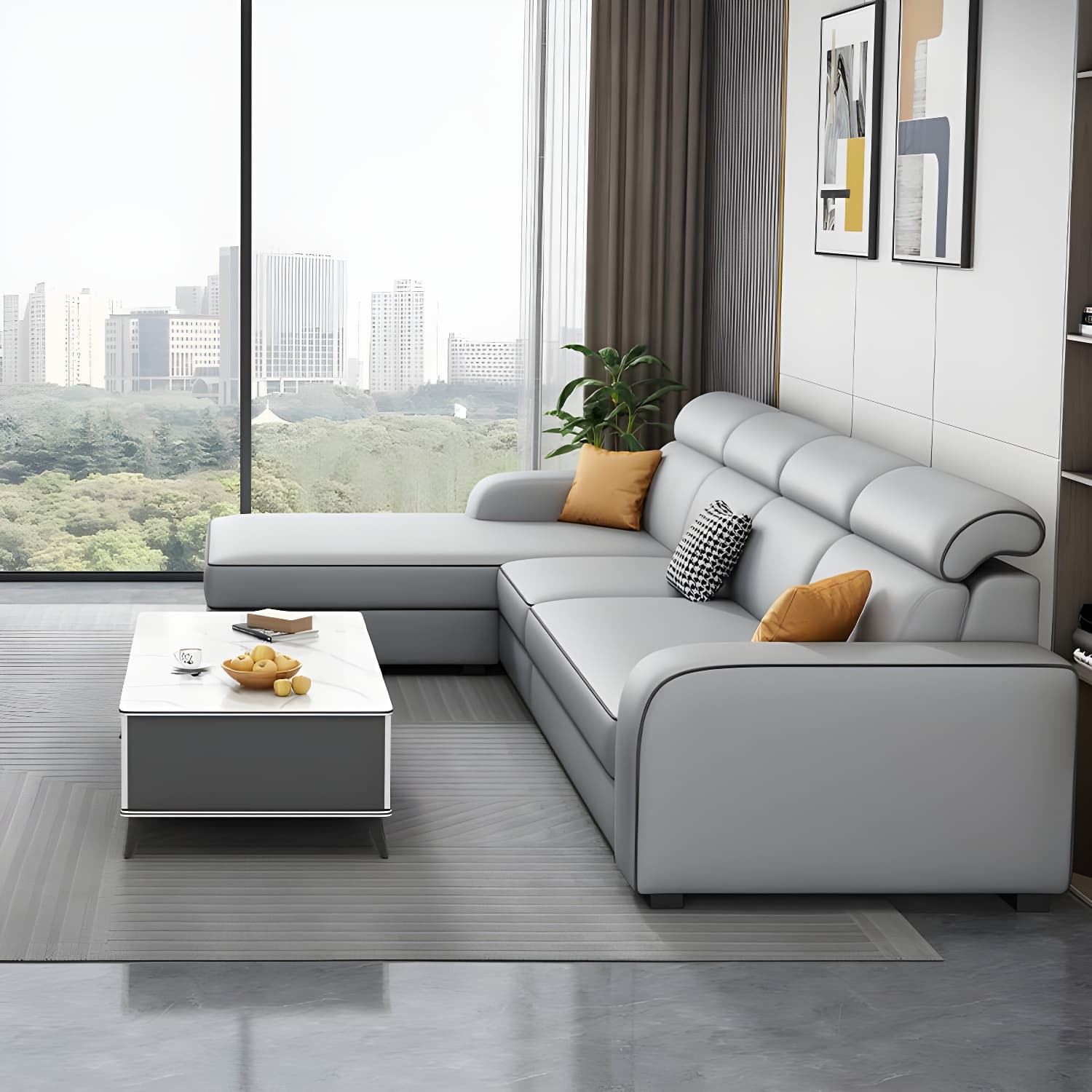 Contemporary Sectional Sofa with Adjustable Pillow and Scratch Resistant Upholstery thumbnail 9