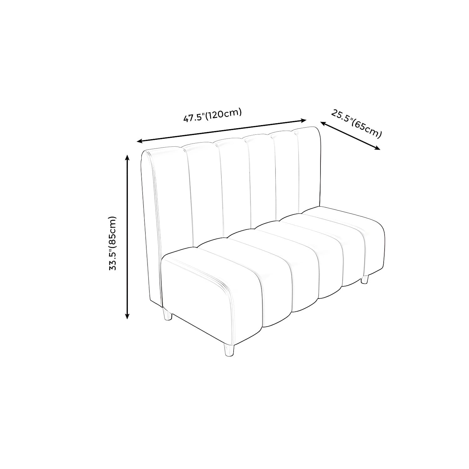47.27"D x 25.59"W x 33.46"H Contemporary Glam 2-seat Sofa for Restaurant thumbnail 19