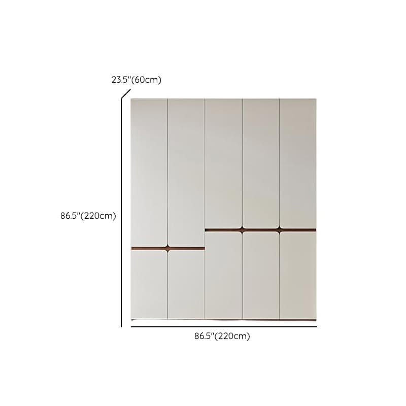 White Minimalist Manufactured Wood Wardrobe Closet with Soft Close Drawer, Soft Close Door, Interior Shelves, and Clothing Rod thumbnail 11