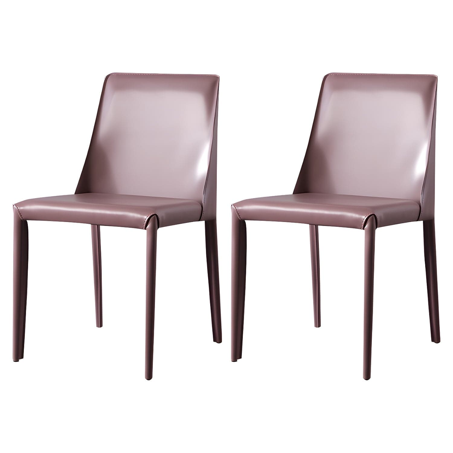 Solid Back Armless Dining Chairs Indoor Leather Side Chairs with Metal Legs thumbnail 8