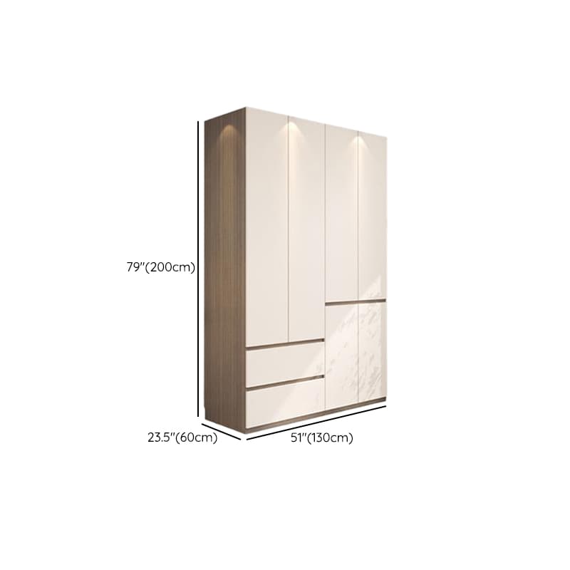 Beige Modish Armoire Cabinet in Manufactured Wood with Soft Close Drawer, Soft Close Door, Interior Shelves, and Clothing Rod thumbnail 27