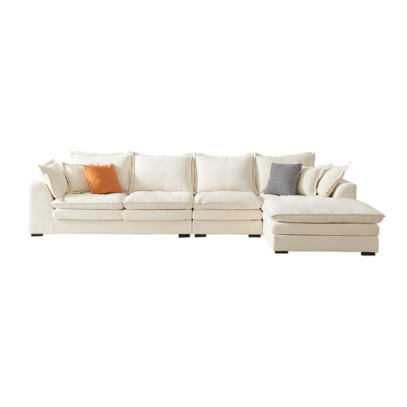 Minimalist Straight/L-Shape Horizontal/Right Sofa Couch /Sofa Chaise in Cream with Concealed Support thumbnail 14