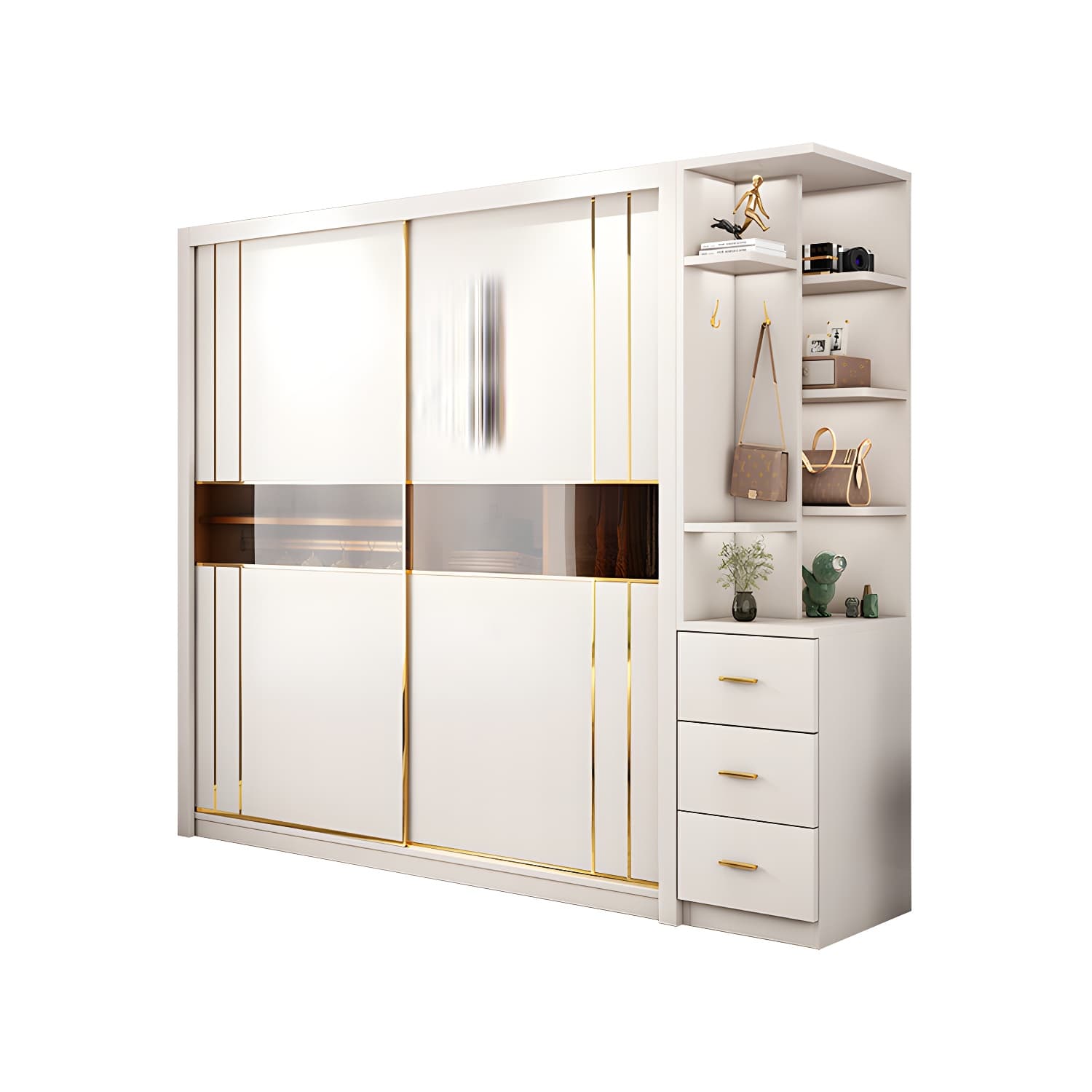 Modern Style Wardrobe Cabinet Glass Wardrobe Closet for Home thumbnail 10