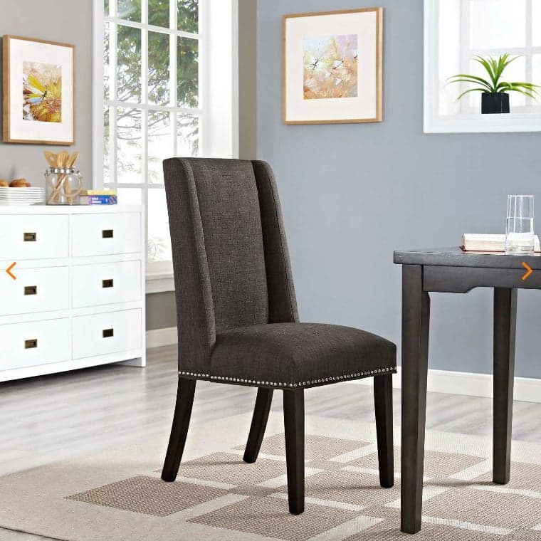 Flannel/Linen/PU Upholstered Stable Framed Armless Chair with Parsons Back and Nailhead Trim for Dinette in a Trendy Style thumbnail 5
