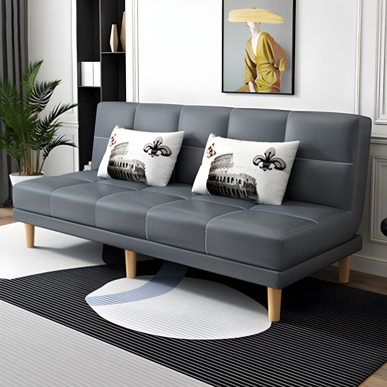 Modern Armless Settee 27.55" W Convertible Sleeper Sofa for Living Room thumbnail 11