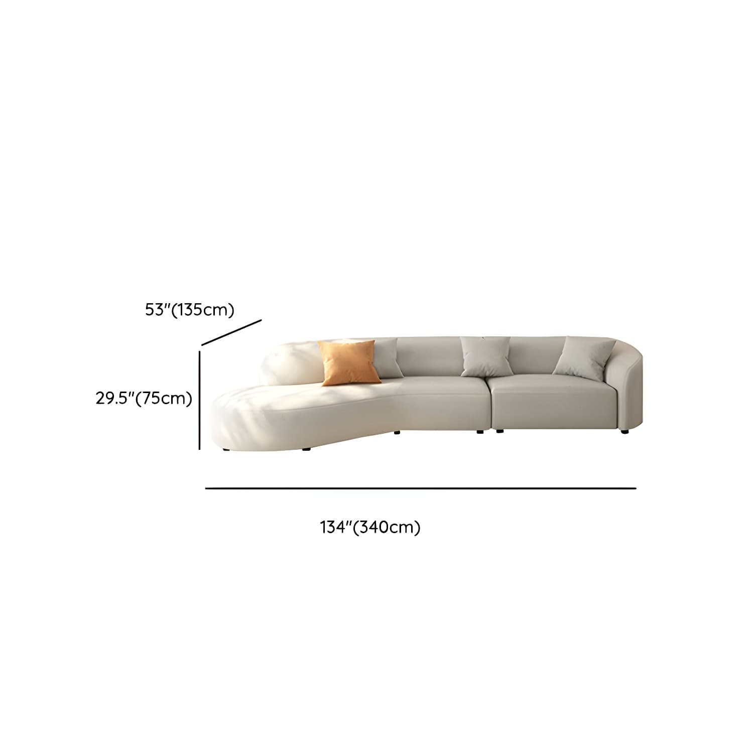 Modern Beige Tech Cloth Stationary Sectional Sofa with Wood Frame and Flared Arms thumbnail 20