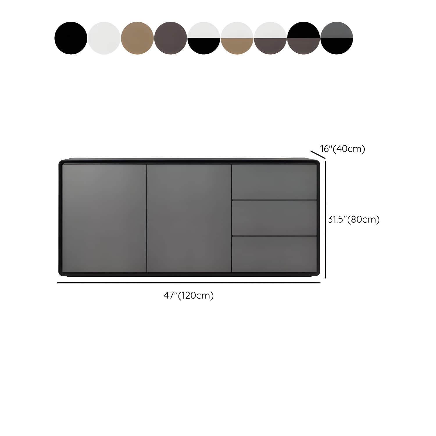 Modern Wood Buffet Sideboard Cabinet with 2 Doors and 3 Drawers thumbnail 21