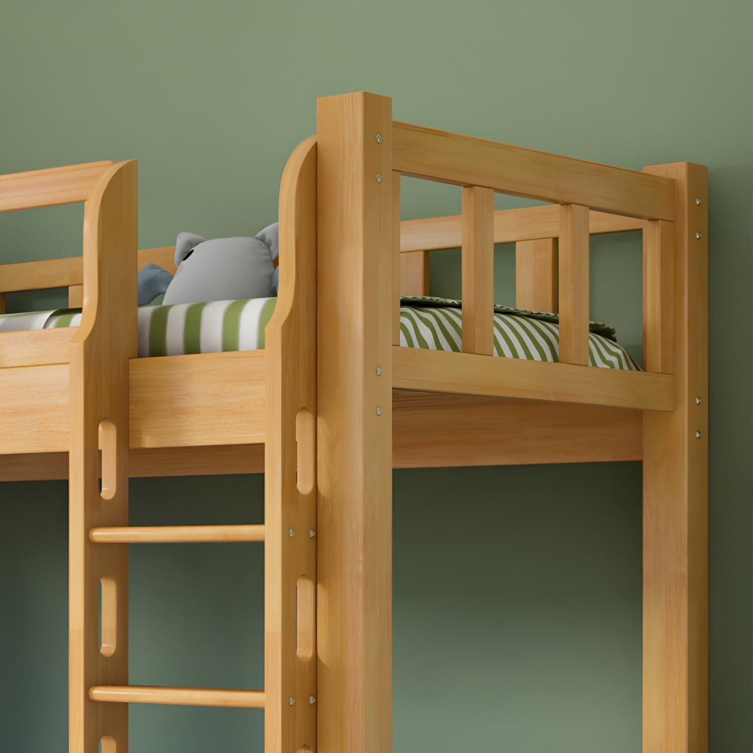 Mid-Century Modern Headboard Bunk Bed Solid Wood Bed with Footboard thumbnail 7