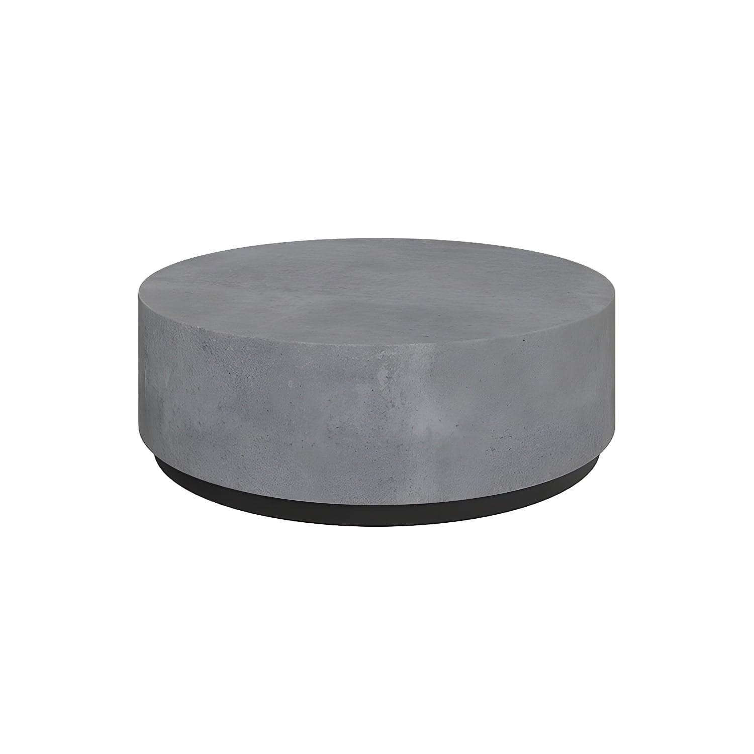 Drum Base Design Black/grey Faux Concrete Top Metal Base Round Coffee Table thumbnail 3