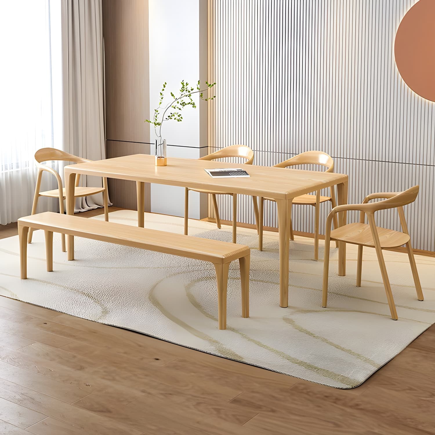 Modern Rectangle Wood Dining Table 1/5/6/7 Pieces Dining Set for Dining Room thumbnail 3