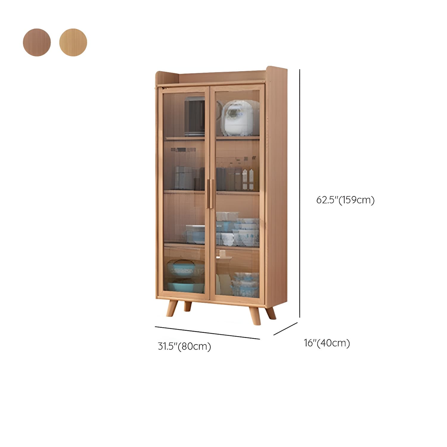 Scandinavian Style Narrow Wood Cabinet 40 cm Buffet & Sideboard Without Drawers Server thumbnail 27