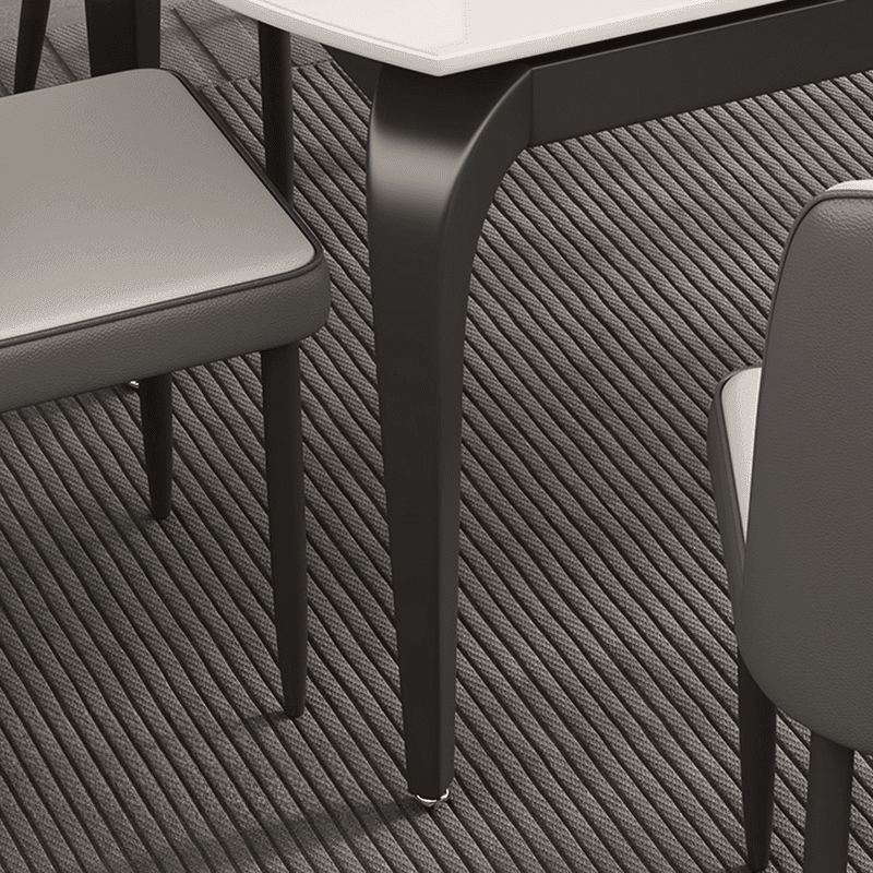 Minimalist Rounded Slate Stone Dining Table Set with 4 Legs and Padded Chair Back, Available in 9-piece/7 Piece Set/5-piece thumbnail 5